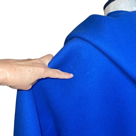 Saks Fifth Avenue Vintage Womens Coat Size 4 Blue Cape Hooded Pure Wool - Picture 8 of 9